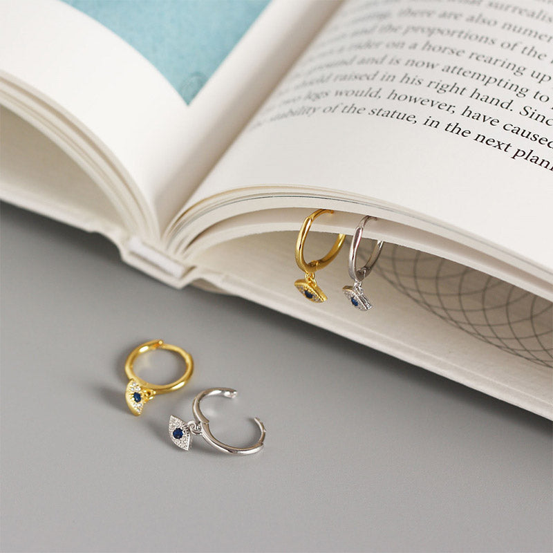 Boucles d'oreilles à tige en argent sterling 925 pour la protection contre le mauvais œil