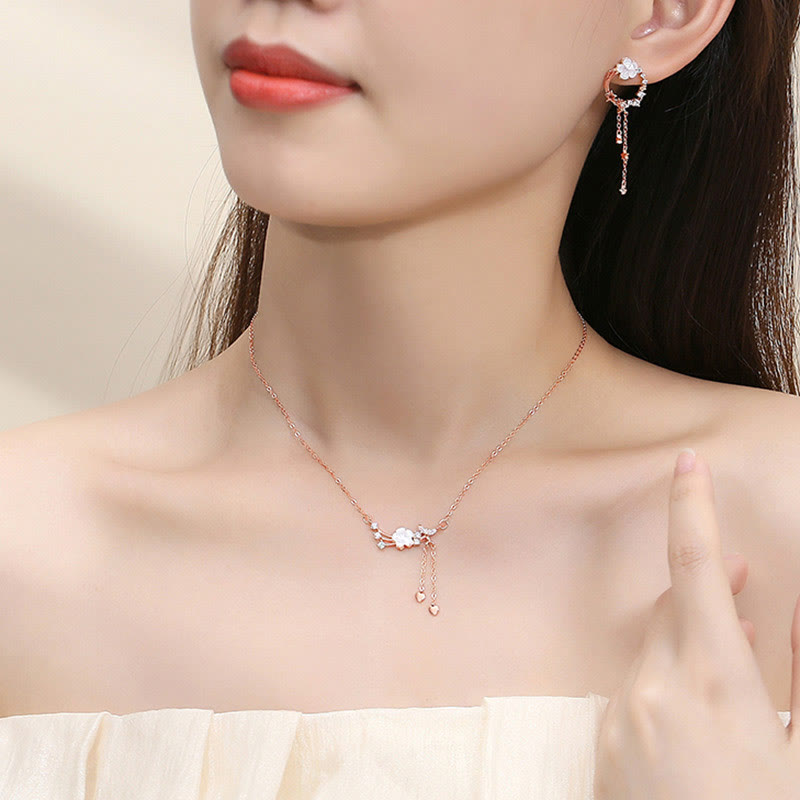 Ensemble de colliers en argent sterling 925 avec motif fleur et papillon