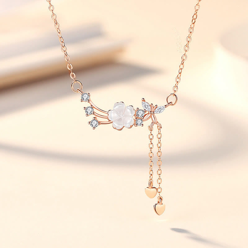 Ensemble de colliers en argent sterling 925 avec motif fleur et papillon