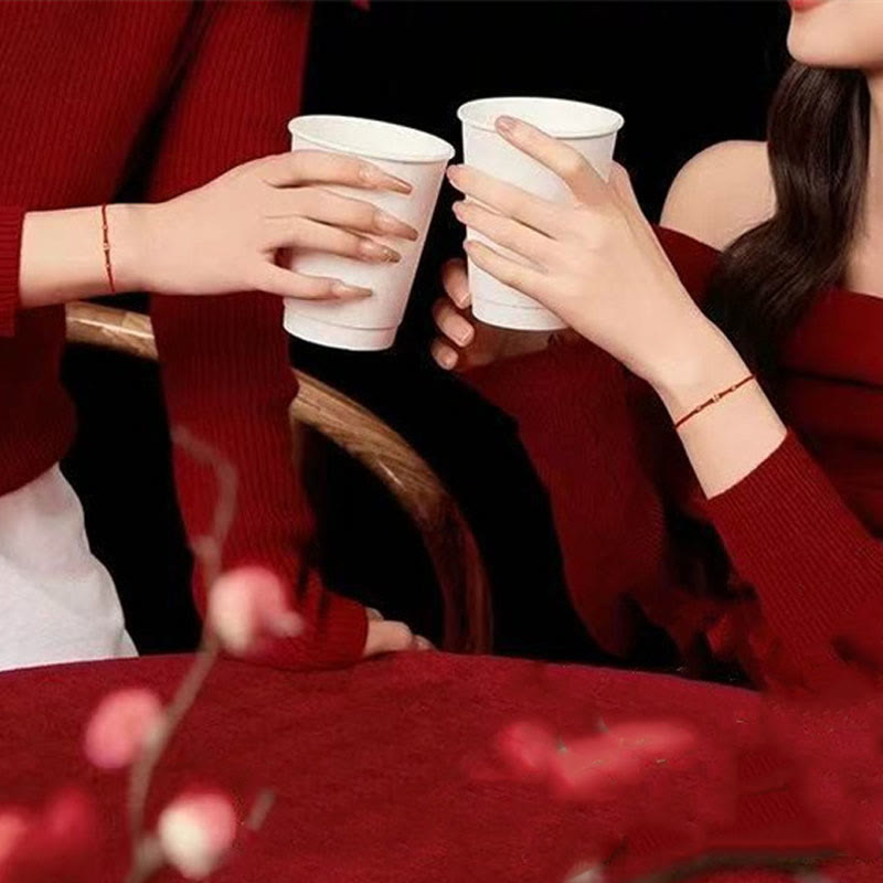 Bracelet porte-bonheur en argent sterling 925 avec cordon rouge et personnage Fu