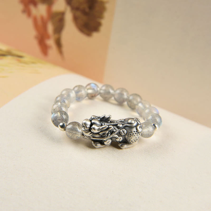 Bague PiXiu en argent sterling 925 avec grenat pour la protection