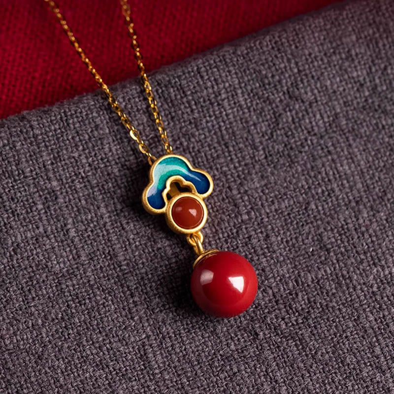 Ensemble collier, bague et boucles d'oreilles en argent sterling 925, or, cinabre et agate rouge