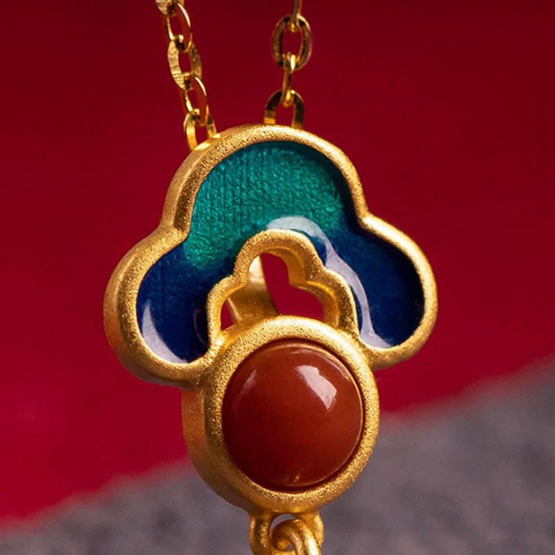 Ensemble collier, bague et boucles d'oreilles en argent sterling 925, or, cinabre et agate rouge