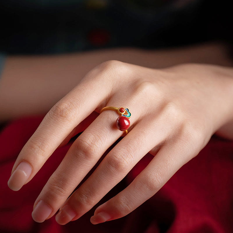Ensemble collier, bague et boucles d'oreilles en argent sterling 925, or, cinabre et agate rouge