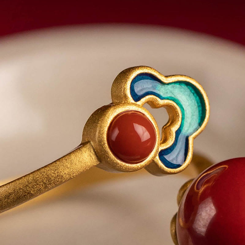 Ensemble collier, bague et boucles d'oreilles en argent sterling 925, or, cinabre et agate rouge