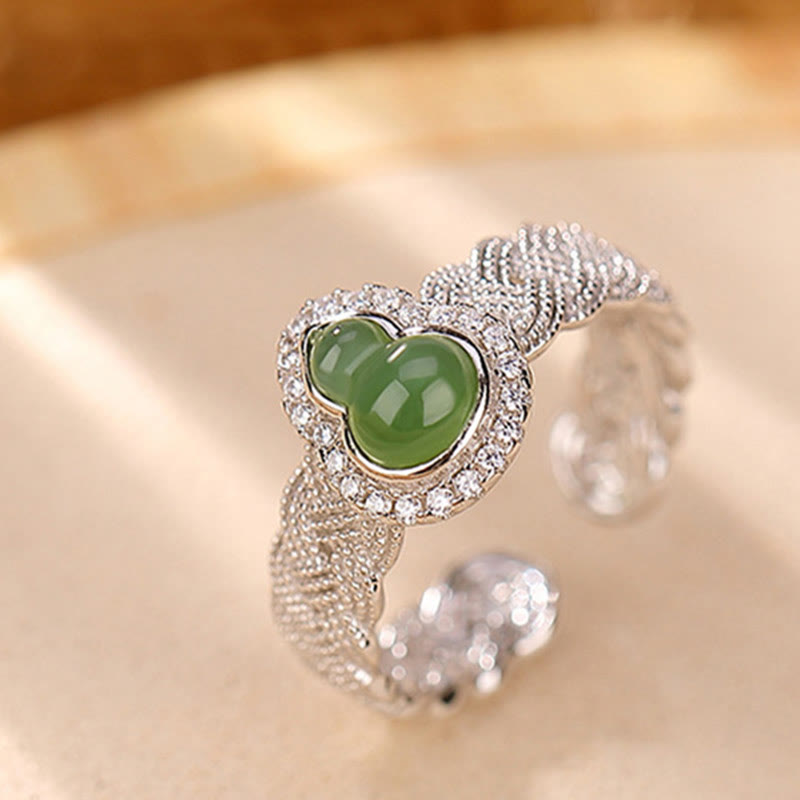 Ensemble de gourdes en jade Hetian plaqué or en argent sterling 925