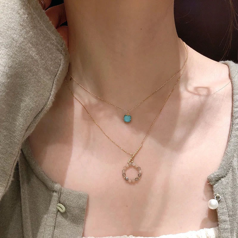 Parure de bijoux de protection en argent sterling 925 plaqué or avec turquoise