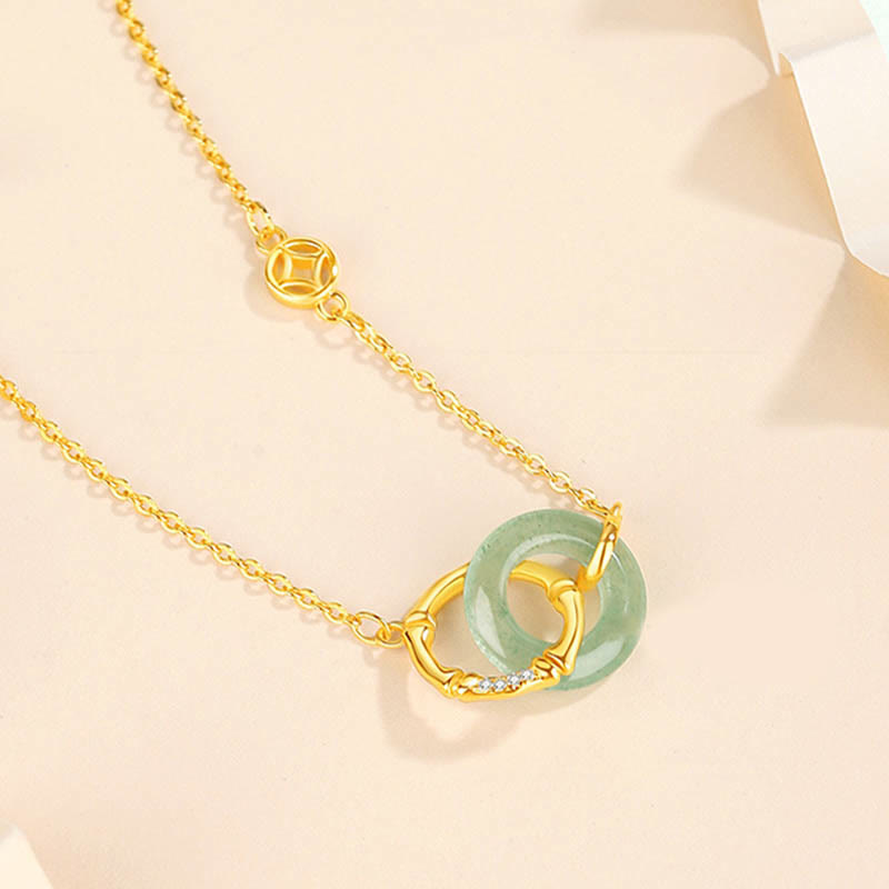 Collier avec boucle de paix en argent sterling 925 et aventurine verte