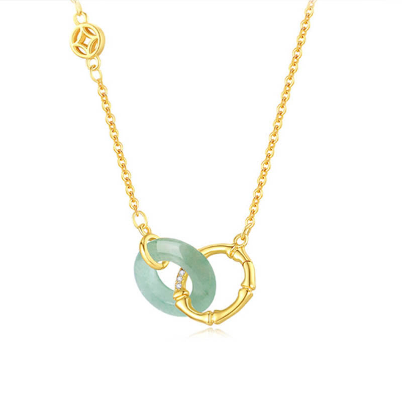 Collier avec boucle de paix en argent sterling 925 et aventurine verte