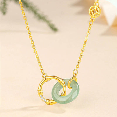 Collier avec boucle de paix en argent sterling 925 et aventurine verte