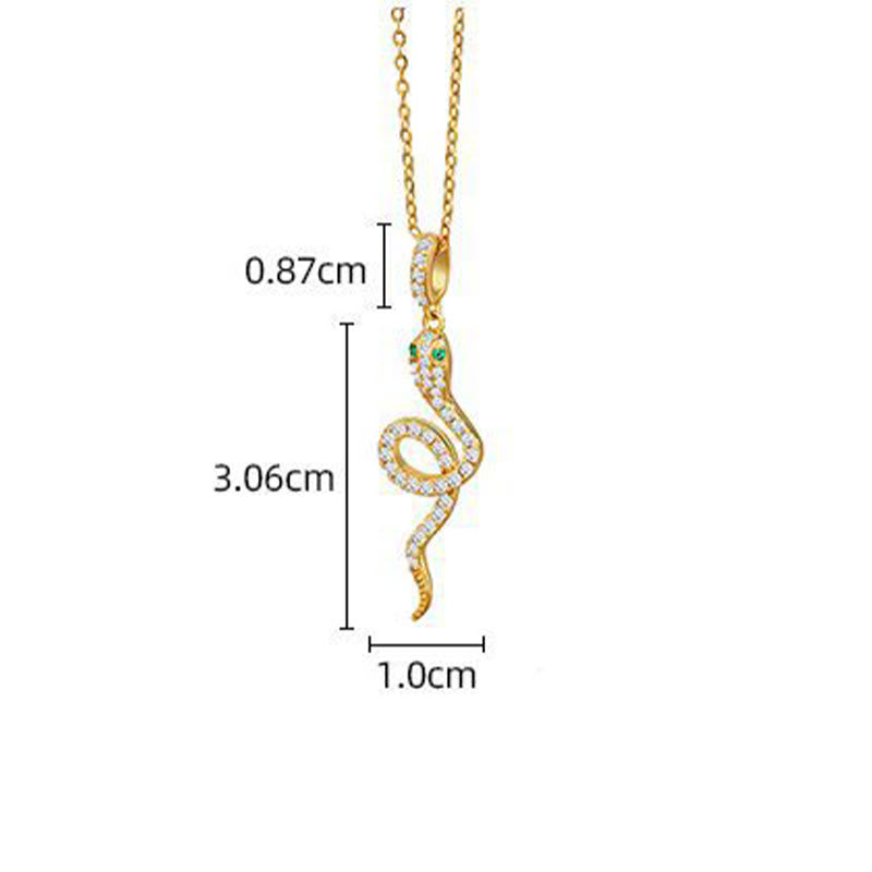 Collier de protection serpent aux yeux verts en argent sterling 925