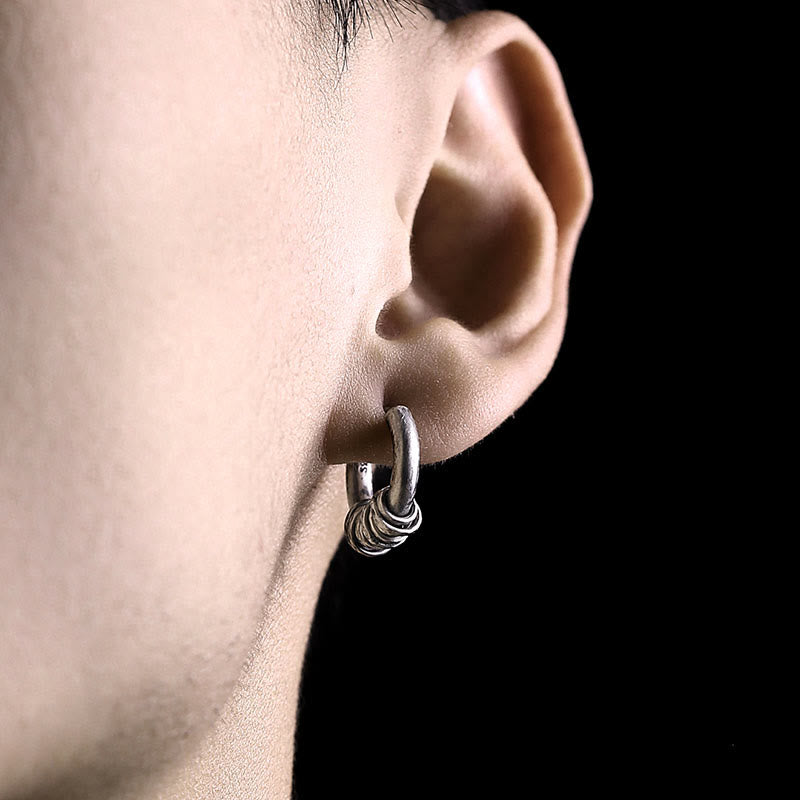 Boucles d'oreilles spirituelles de protection martelées à la main en argent sterling 925