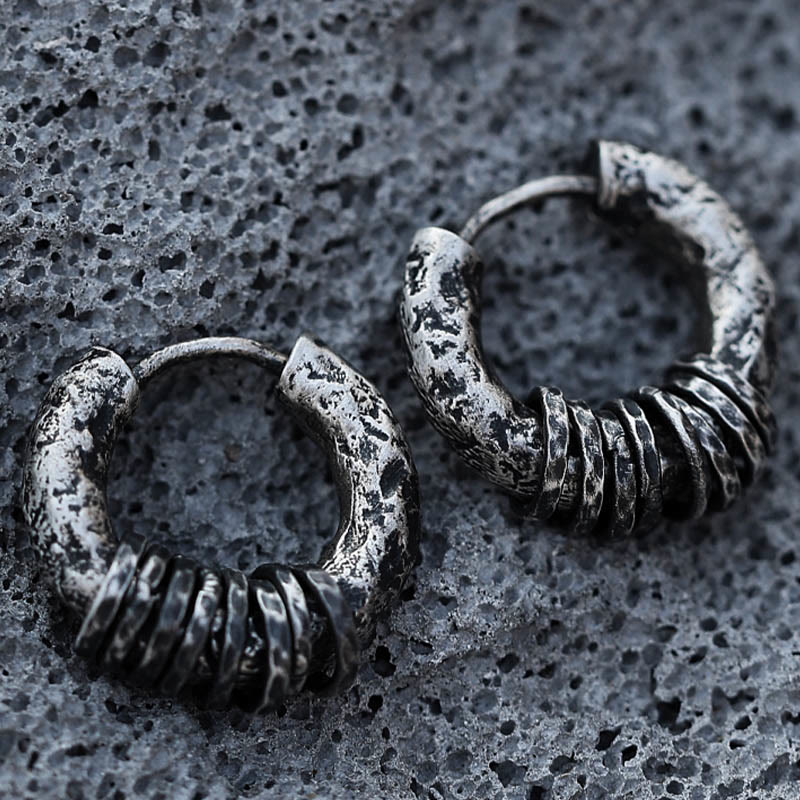 Boucles d'oreilles spirituelles de protection martelées à la main en argent sterling 925