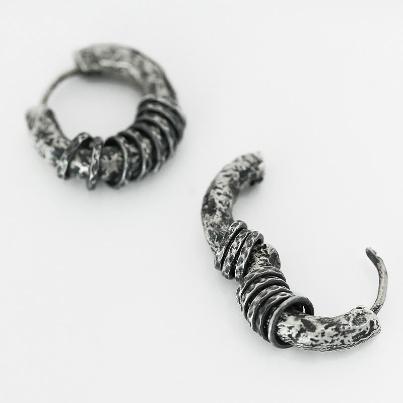 Boucles d'oreilles spirituelles de protection martelées à la main en argent sterling 925