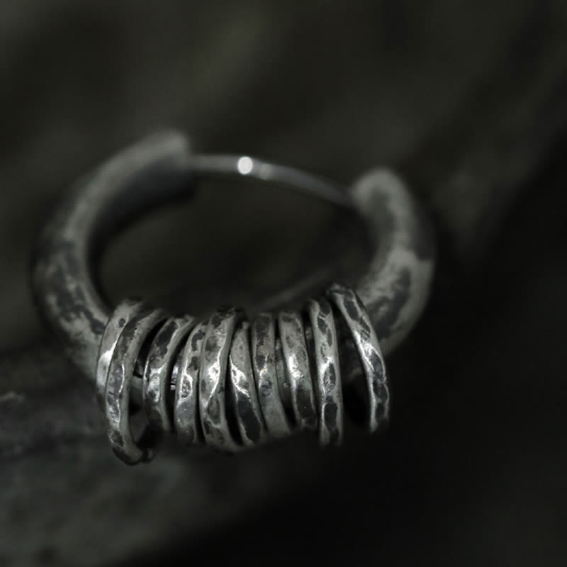 Boucles d'oreilles spirituelles de protection martelées à la main en argent sterling 925