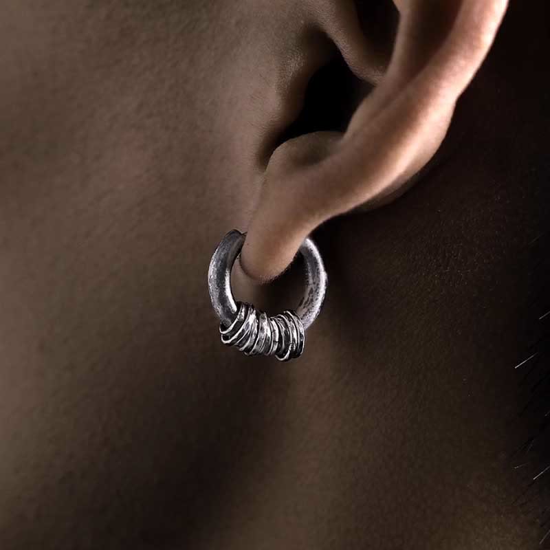 Boucles d'oreilles spirituelles de protection martelées à la main en argent sterling 925
