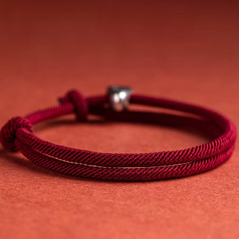 Bracelet de bénédiction en argent sterling 925 fait main avec le personnage Fu