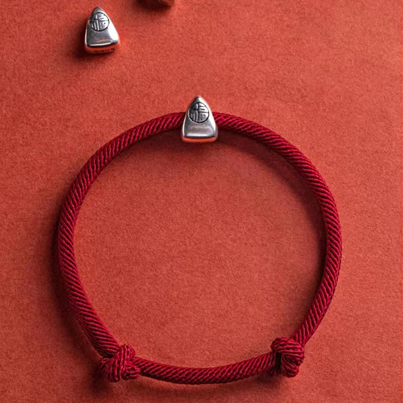 Bracelet de bénédiction en argent sterling 925 fait main avec le personnage Fu