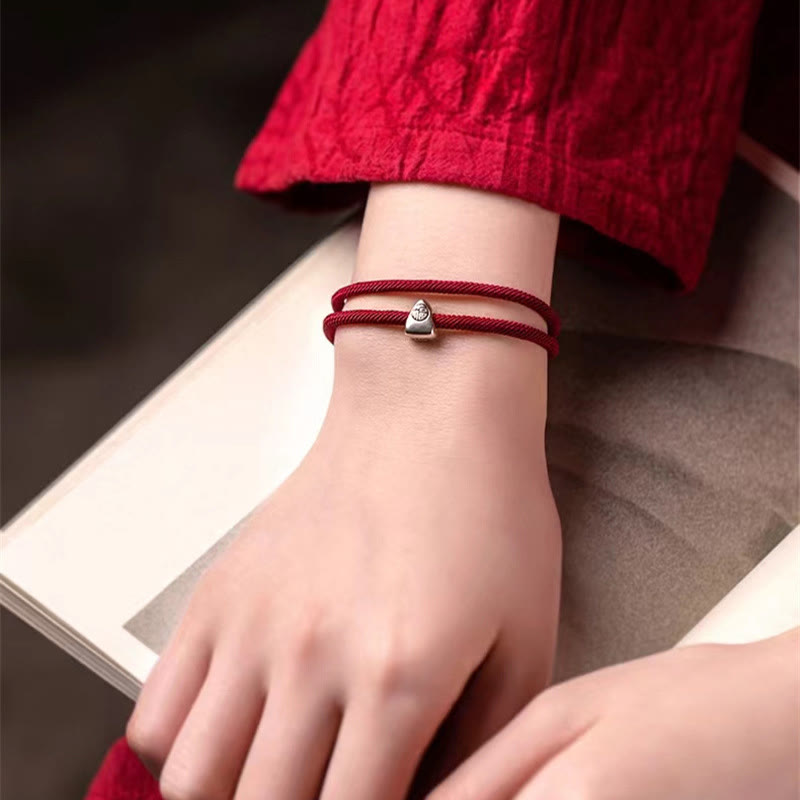 Bracelet de bénédiction en argent sterling 925 fait main avec le personnage Fu