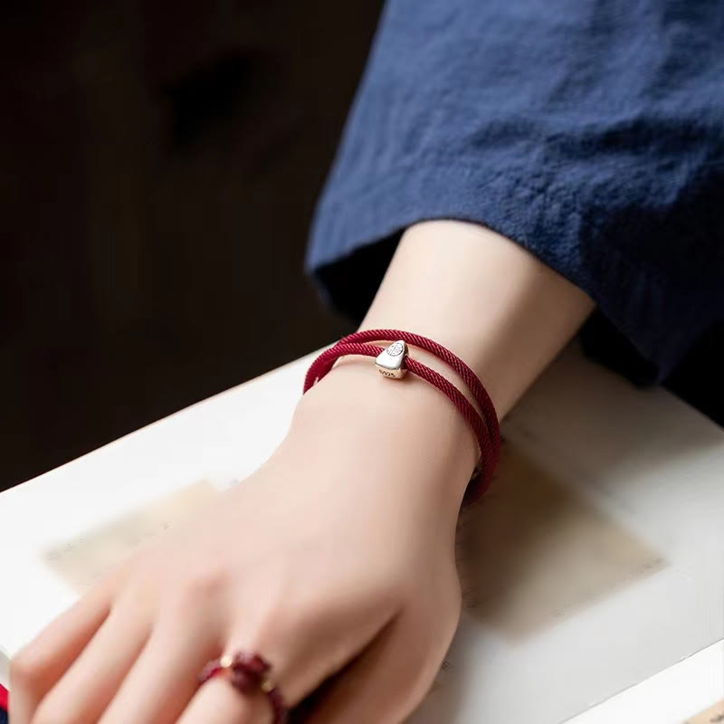 Bracelet de bénédiction en argent sterling 925 fait main avec le personnage Fu