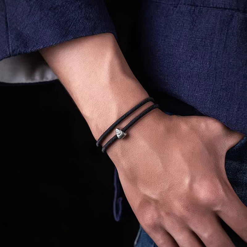 Bracelet de bénédiction en argent sterling 925 fait main avec le personnage Fu
