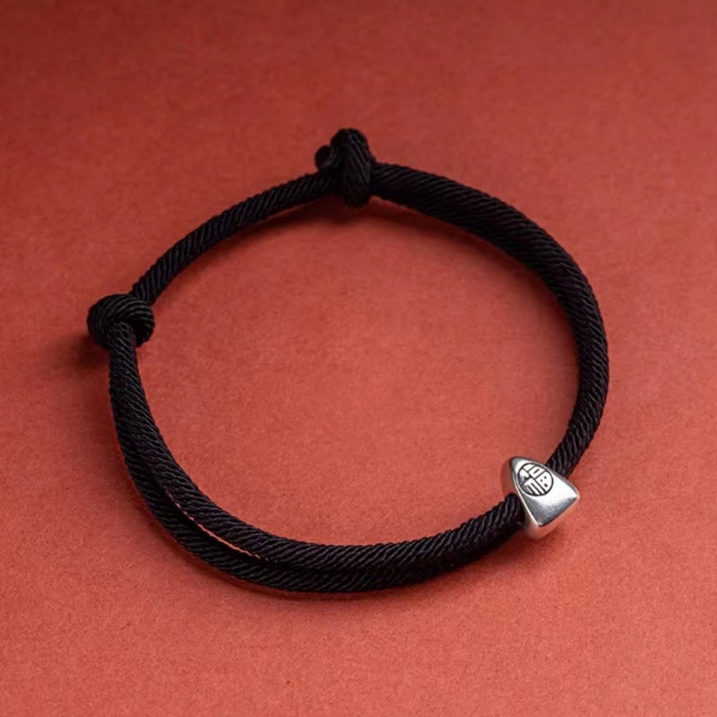 Bracelet de bénédiction en argent sterling 925 fait main avec le personnage Fu