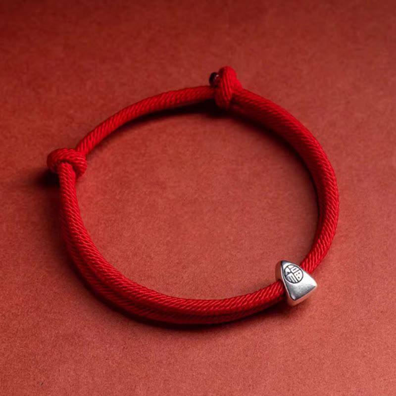 Bracelet de bénédiction en argent sterling 925 fait main avec le personnage Fu