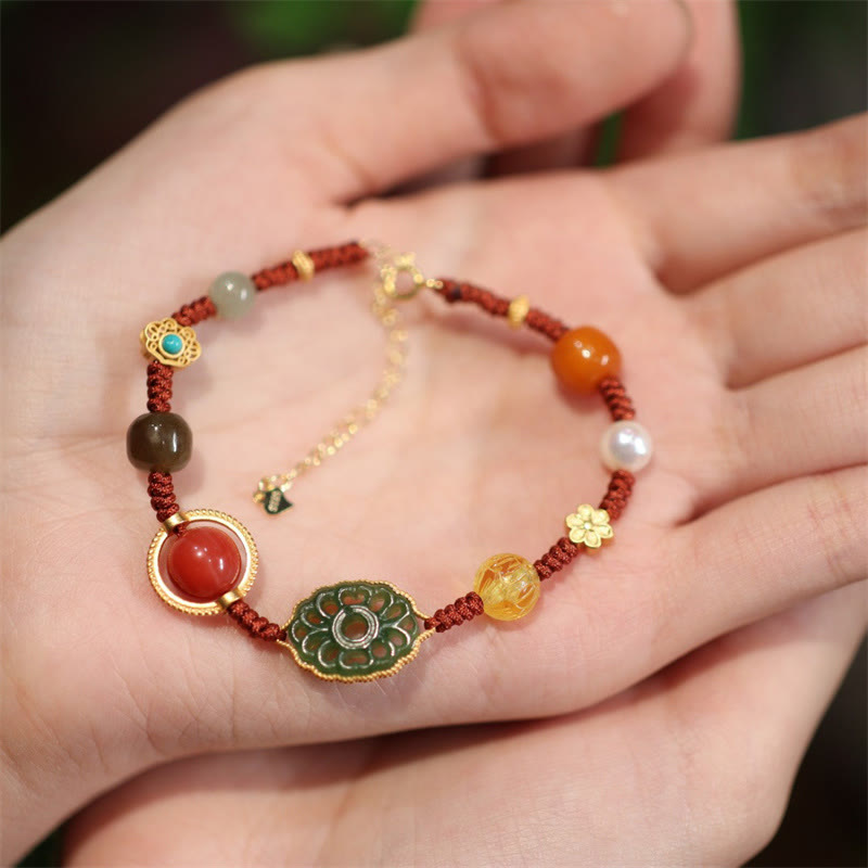 Bracelet porte-bonheur en argent sterling 925 et jade Hetian pour la positivité