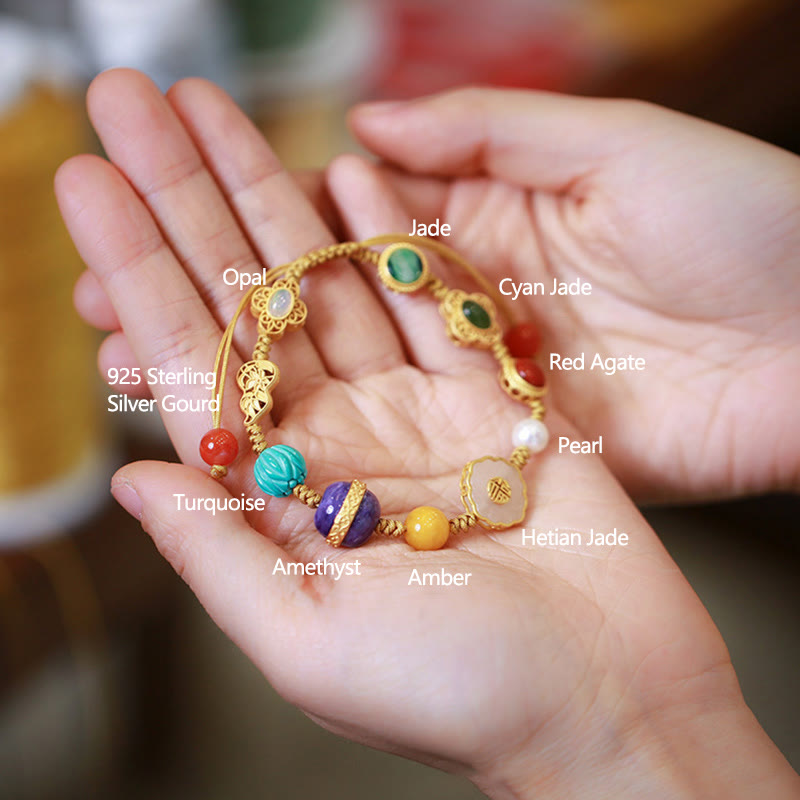 Bracelet porte-bonheur en argent sterling 925 et jade Hetian pour la positivité