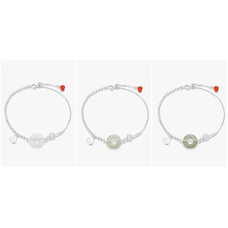 Bracelet porte-bonheur en argent sterling 925 et jade Hetian