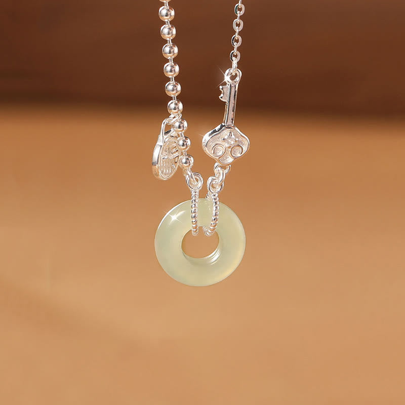 Bracelet porte-bonheur en argent sterling 925 et jade Hetian