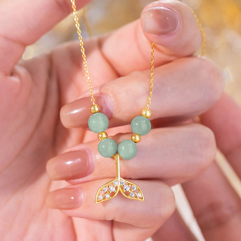 Collier porte-bonheur en argent sterling 925 et jade Hetian