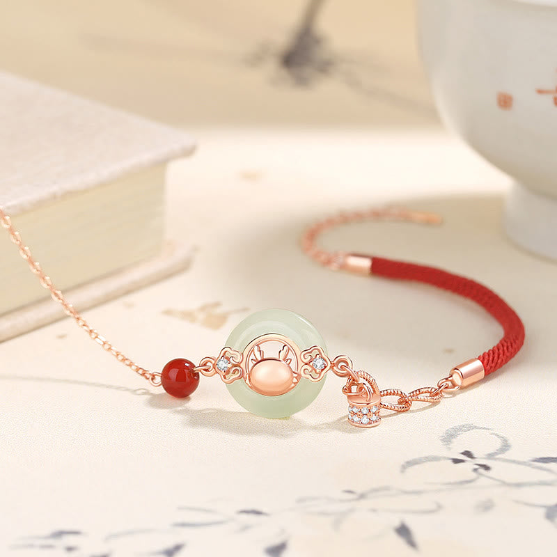 Collier et bracelet en argent sterling 925 avec boucle de paix en jade Hetian