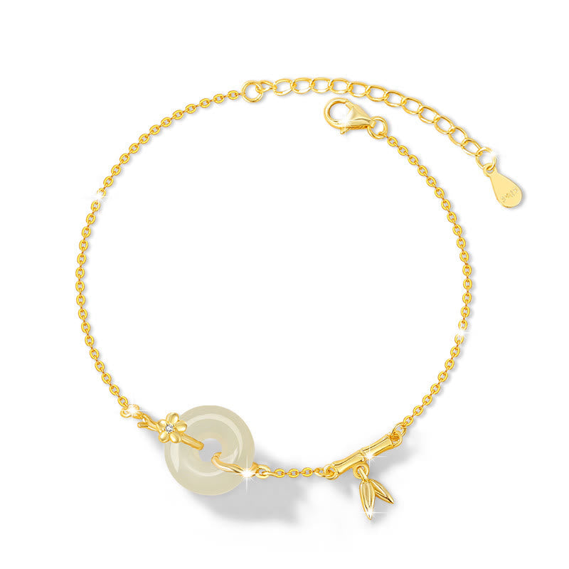 Bracelet chaîne boucle paix en argent sterling 925 et jade Hetian