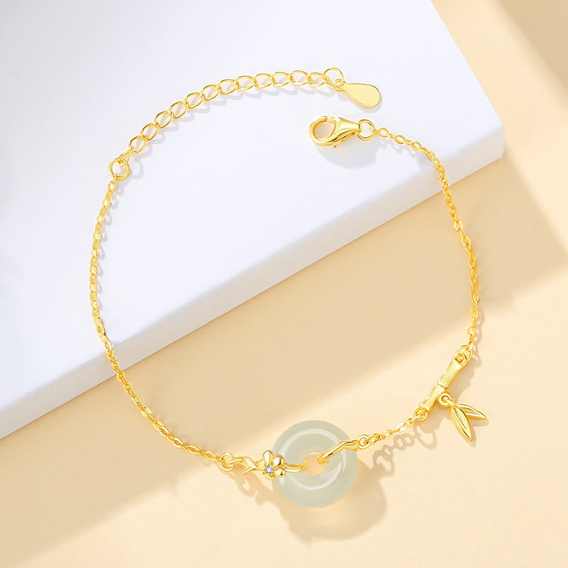 Bracelet chaîne boucle paix en argent sterling 925 et jade Hetian