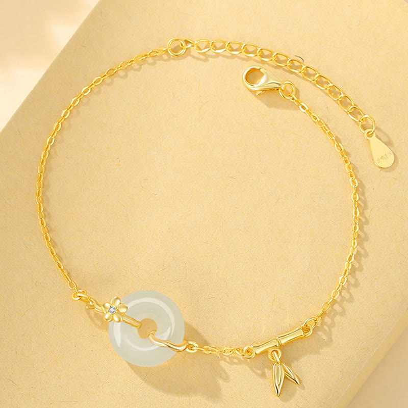 Bracelet chaîne boucle paix en argent sterling 925 et jade Hetian