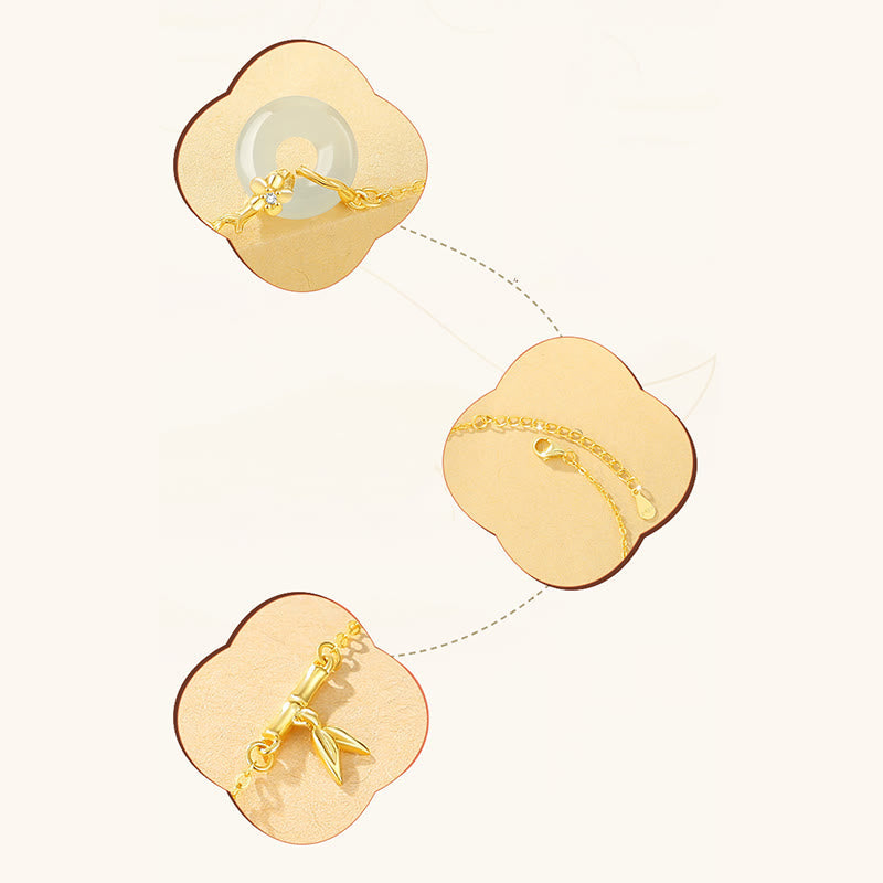 Bracelet chaîne boucle paix en argent sterling 925 et jade Hetian