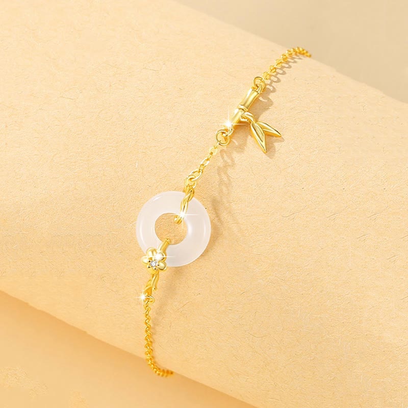 Bracelet chaîne boucle paix en argent sterling 925 et jade Hetian