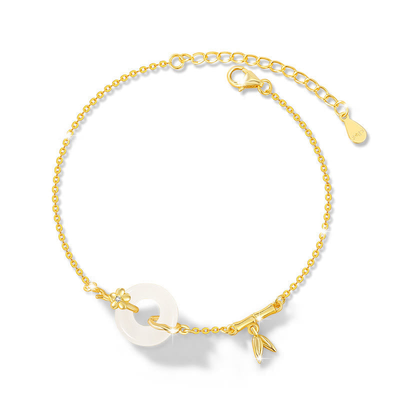 Bracelet chaîne boucle paix en argent sterling 925 et jade Hetian