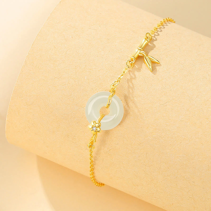 Bracelet chaîne boucle paix en argent sterling 925 et jade Hetian