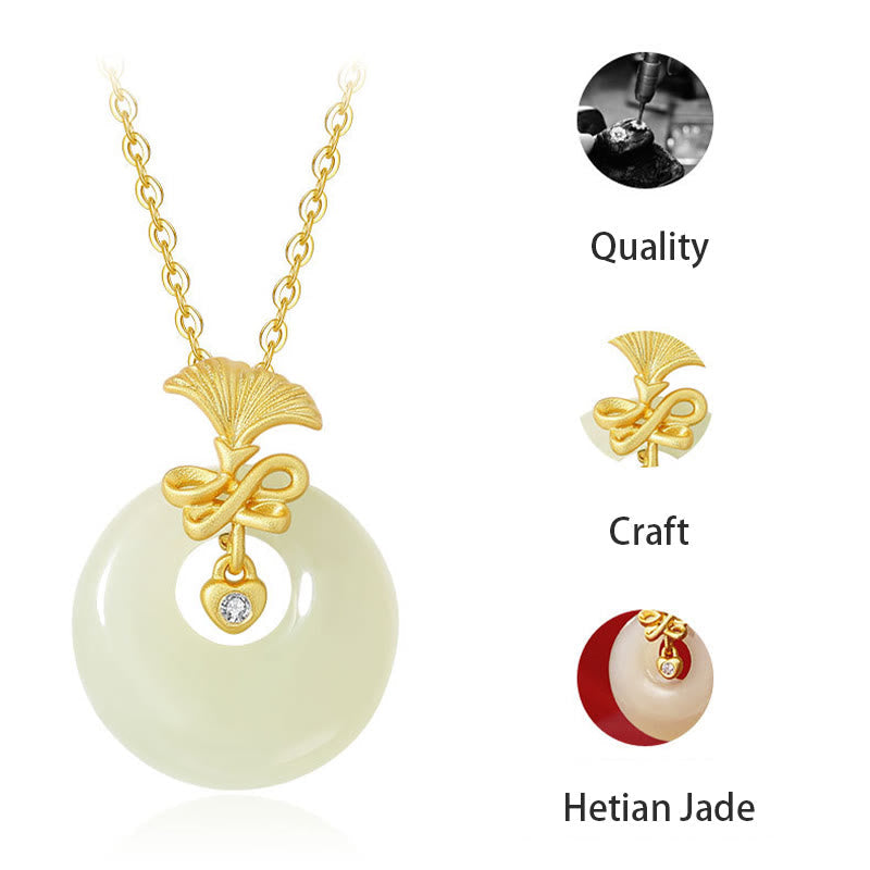 Collier en argent sterling 925 avec œillet en jade Hetian et fleur de prospérité