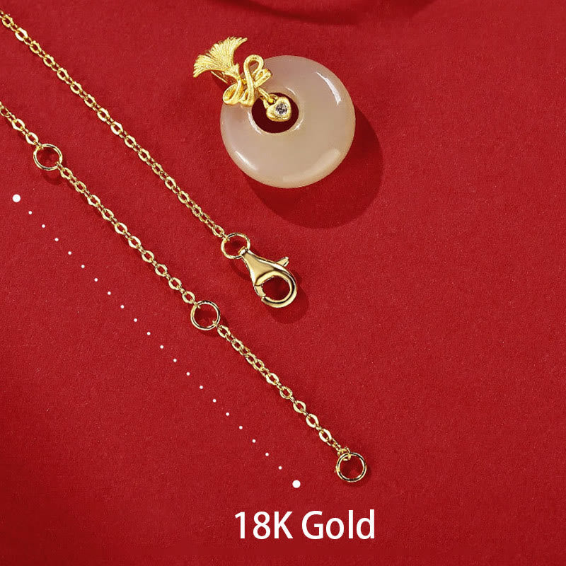 Collier en argent sterling 925 avec œillet en jade Hetian et fleur de prospérité