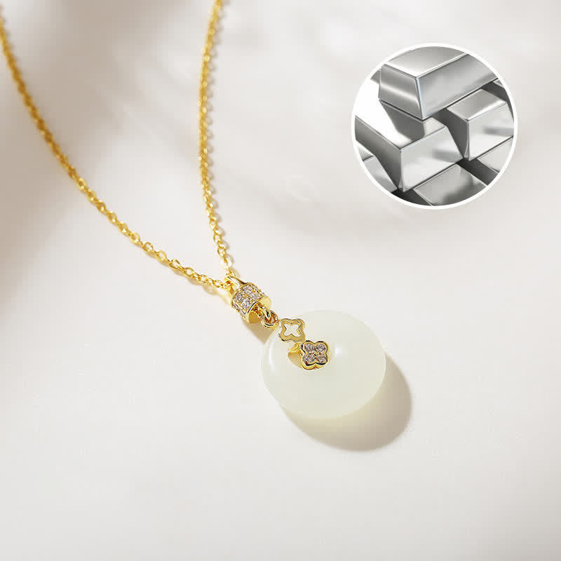 Collier unisexe en argent sterling 925 et jade blanc Hetian