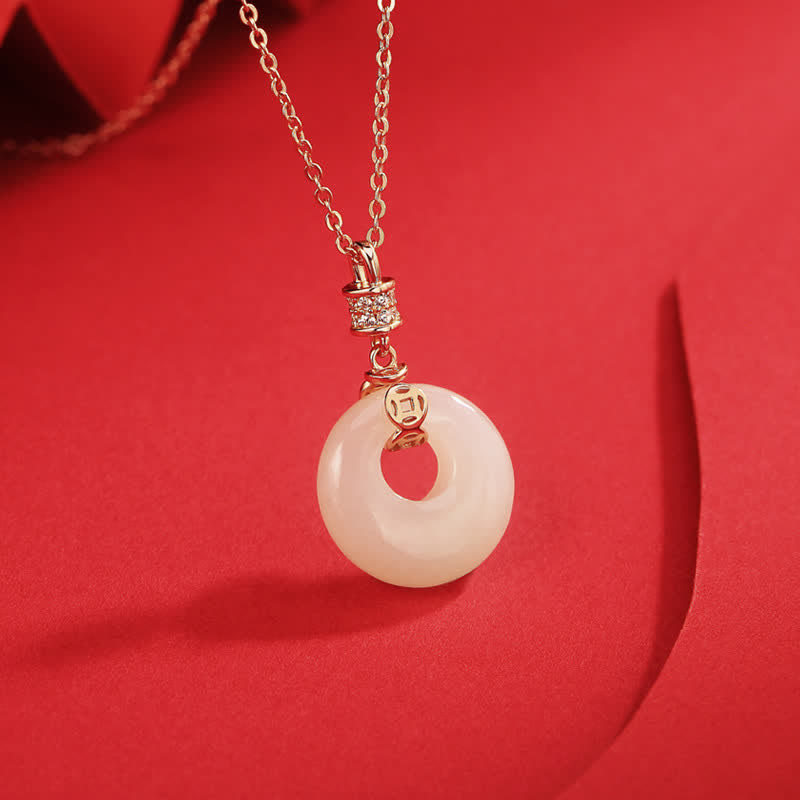 Collier unisexe en argent sterling 925 et jade blanc Hetian