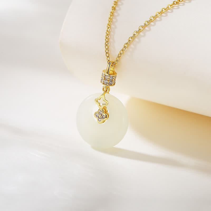 Collier unisexe en argent sterling 925 et jade blanc Hetian