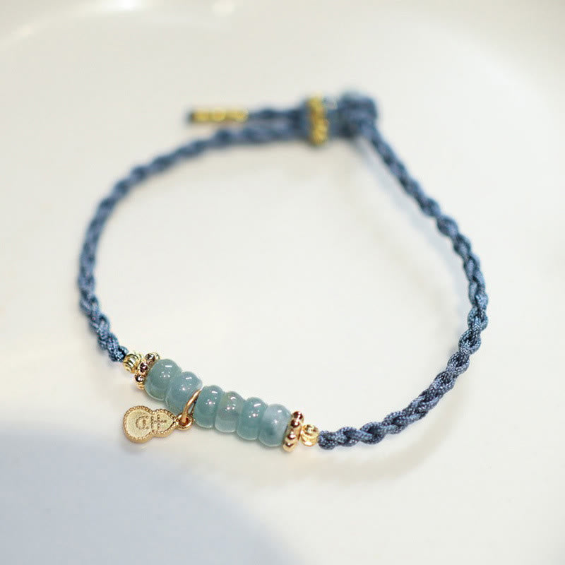 Bracelet porte-bonheur en argent sterling 925 et jade Fu