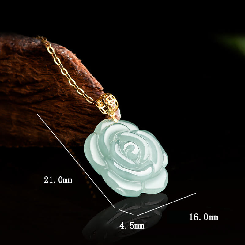 Collier porte-bonheur en argent sterling 925 et jade, pendentif en or 18 carats