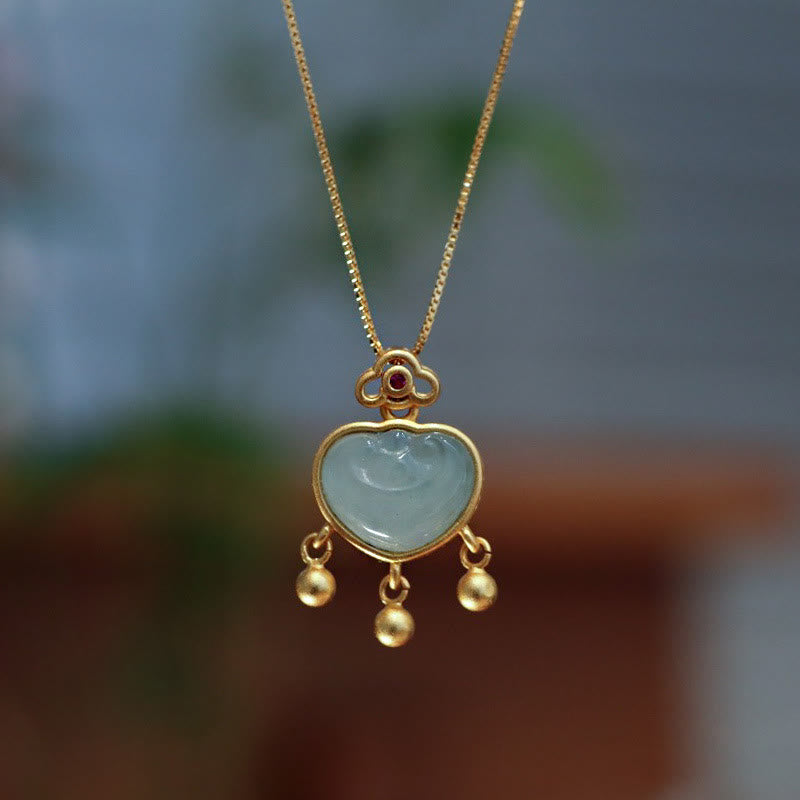 Collier en argent sterling 925 et jade pour la chance et la prospérité