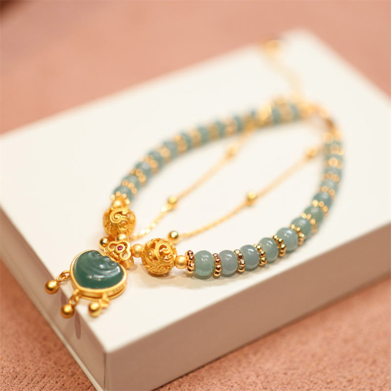 Collier en argent sterling 925 et jade pour la chance et la prospérité