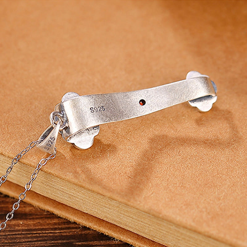 Collier en argent sterling 925 et jade avec poignée Ruyi pour bénédictions